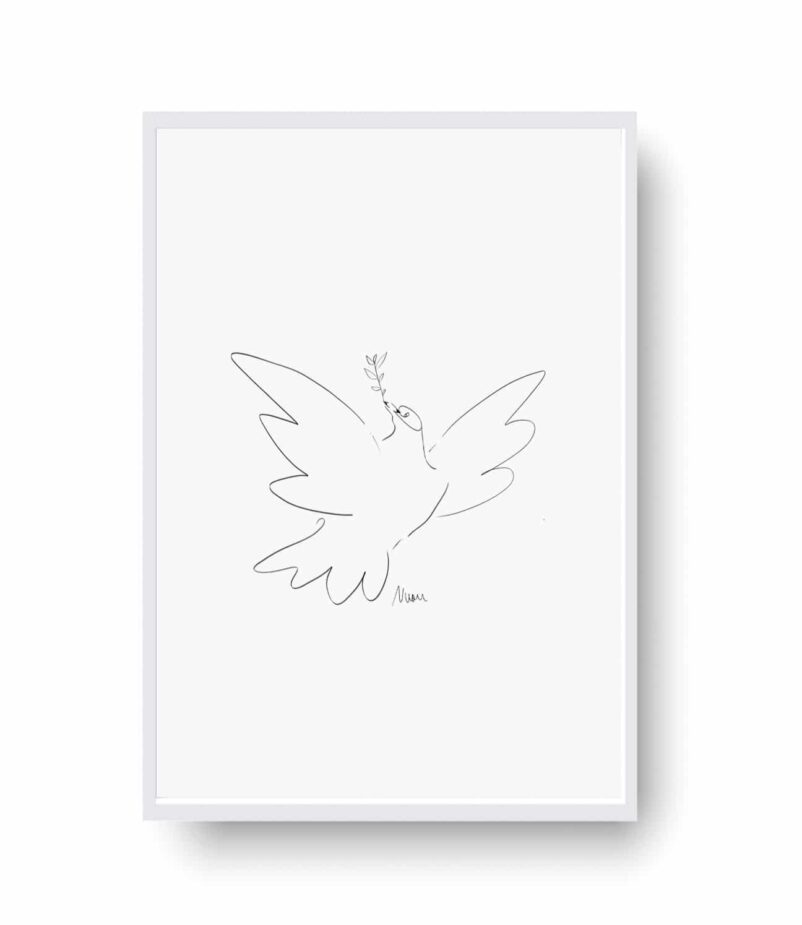 Dove of Picasso in Line Art collection is part of a modern triptych inspired by Picasso's famous 'Dove of Peace'.